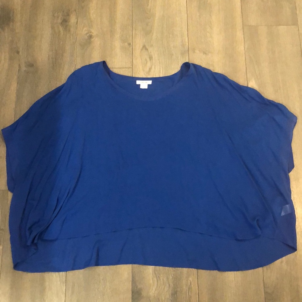 Helmut Lang Blue Draped Oversized Top, size M